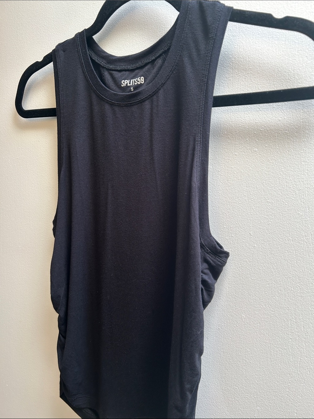 SPLITS59 Frida Ruched Racerback Black Tank - Picture 6 of 8